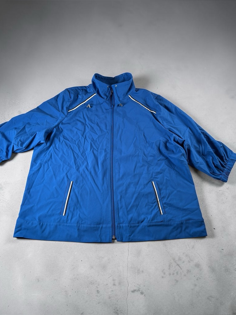 Coastal Sporty Blue Zip Up Track Jacket 2X Lightweight Retro Windbreaker Fall.